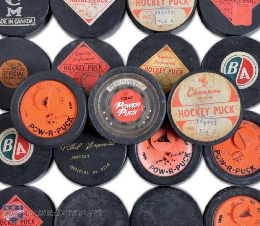 Vintage Retail, Specialty & Promotional Hockey Puck Collection of 35