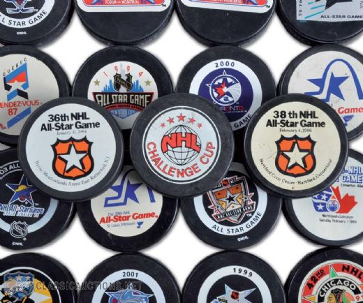 1984-2003 NHL All-Star Game Puck Collection of 28