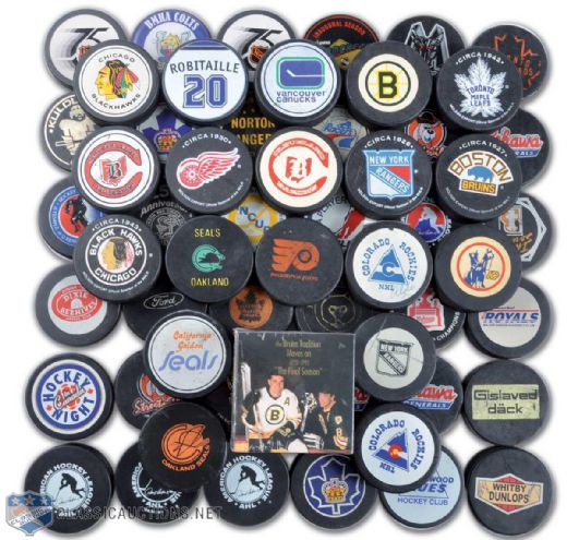 NHL Miscellaneous Puck Collection of 19, Plus Various Leagues Puck Assortment of 39