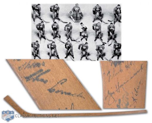 1934-35 Toronto Maple Leafs Stick Team-Signed by 15 Including Conacher & Hainsworth