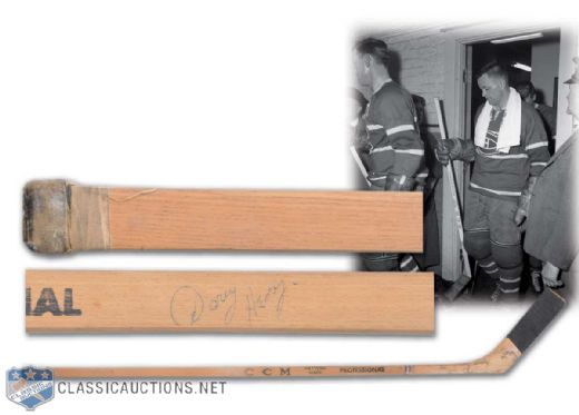 Mid-1950s Doug Harvey Montreal Canadiens Signed Game-Used CCM Hockey Stick