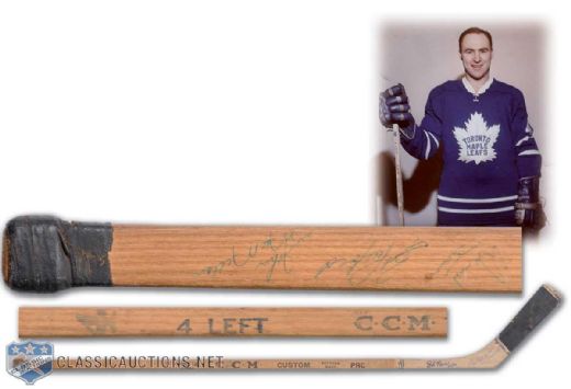 Early-1960s Red Kelly Toronto Maple Leafs Game-Used Team-Signed CCM Stick Including Tim Horton