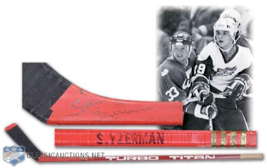 Scarce Mid-1980s Steve Yzerman Detroit Red Wings Titan Turbo Signed Game-Used Stick