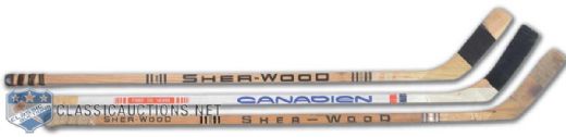 Rod Seiling, Rick Martin & Garry Unger Game-Used Stick Collection of 3