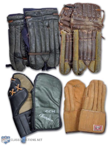 Vintage Hockey Gloves, Goalie Gloves & Pads Collection of 4 Pairs