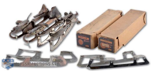 Antique Hockey Skate Collection of 4 Pairs, Featuring 2 CCM Pairs With Original Boxes & Warranty Certificates