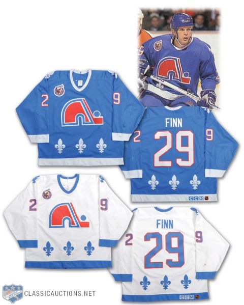 1992-93 Steven Finn Quebec Nordiques Game-Worn Home and Away Jerseys
