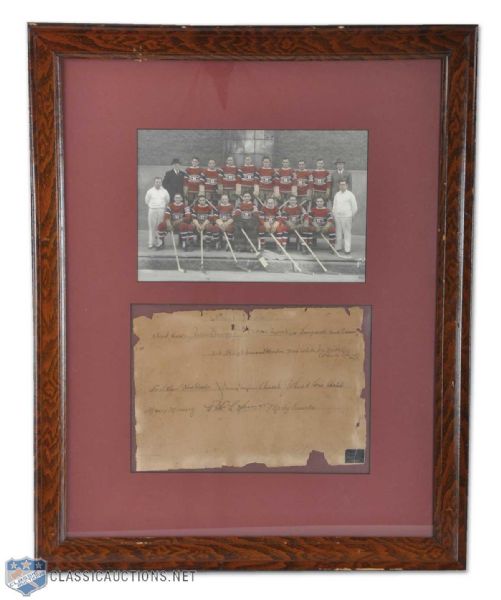 1933-34 Montreal Canadiens Framed Colourized Rice Team Photo & Team Autographs Including Howie Morenz, Aurèle Joliat & Newsy Lalonde