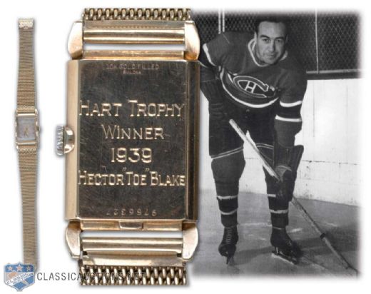 Toe Blakes 1939 Watch for Winning The Hart Trophy