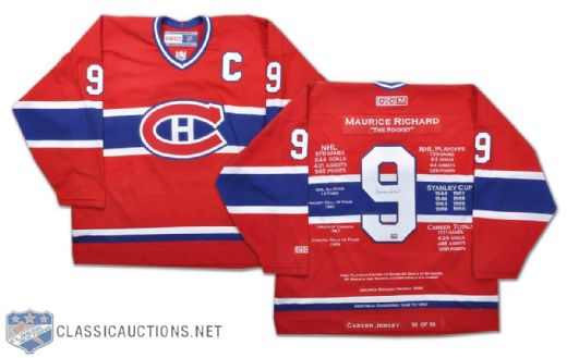 Maurice Richard Autographed Montreal Canadiens Career Tribute Jersey