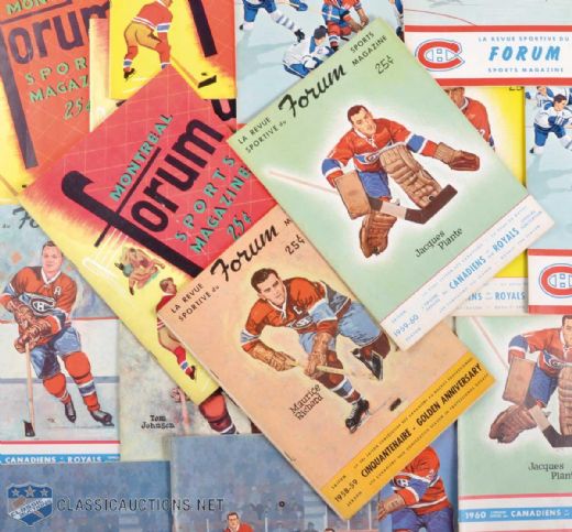 Late-1950s Early-1960s Montreal Canadiens Forum Program Collection of 25