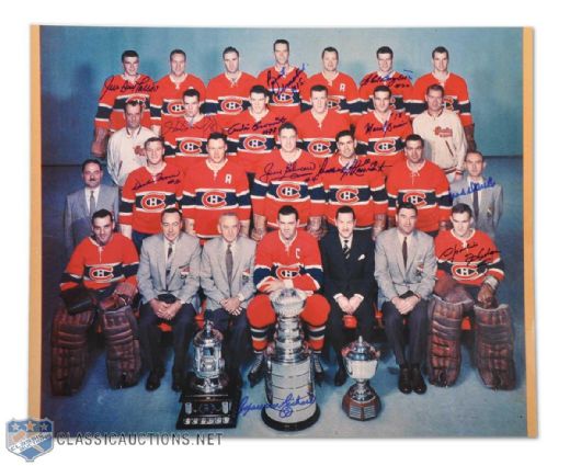 Huge Team-Autographed 1957-58 Montreal Canadiens Club Photo