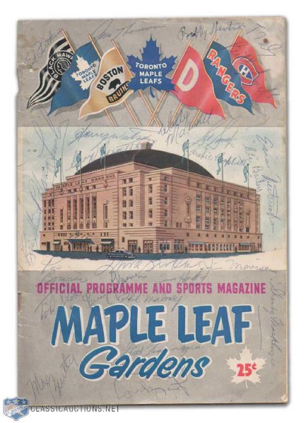 1952-53 Toronto Maple Leafs Program Autographed by 25