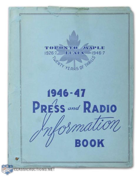 1946-47 Toronto Maple Leafs Large Soft Cover Media Guide