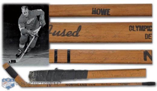 1970 Gordie Howe 755th Goal Game-Used Stick Given to Henri Richard