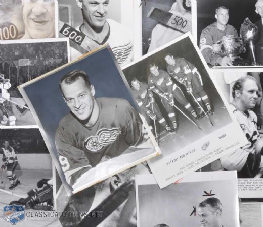 Gordie Howe Collection of 14 Photos incl. 500, 600 & 700th Goal