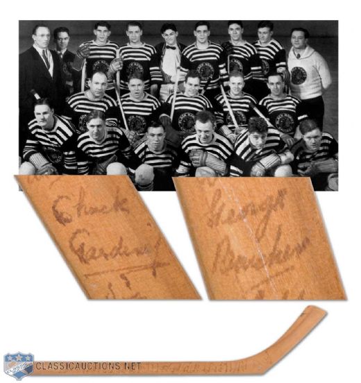 1931-32 Chicago Black Hawks Mini Stick Team Signed by 20, Featuring Chuck Gardiner, Art Coulter & George Boucher (24")