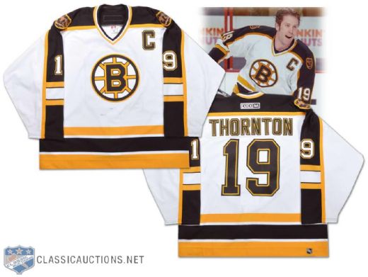 Joe Thorntons 2003-04 Boston Bruins Game-Worn Playoff Jersey
