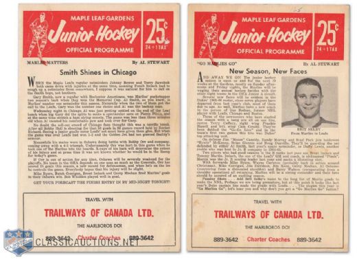 1965-66 Toronto Malboros vs Oshawa Generals w/ Bobby Orr Programs (2)