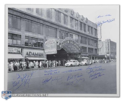 Madison Square Garden Photograph Autographed by 17 Rangers