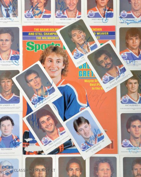 1981-82 Oilers Team-Signed Red Rooster Set & 1981 Gretzky Autographed SI Cover