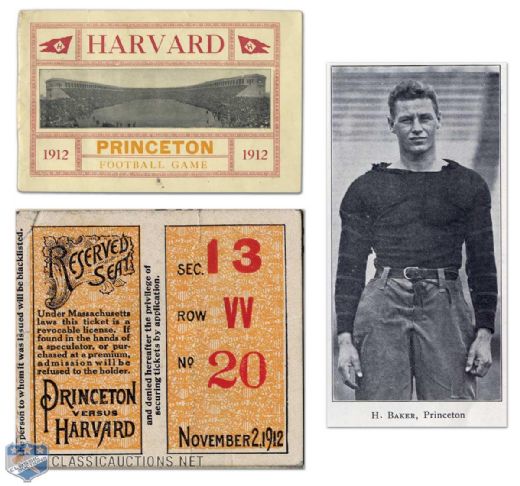 1912 Princeton at Harvard Football Program Featuring Hobey Baker