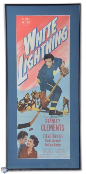 1953 White Lightning Hockey Movie Framed Poster (18 x 40")
