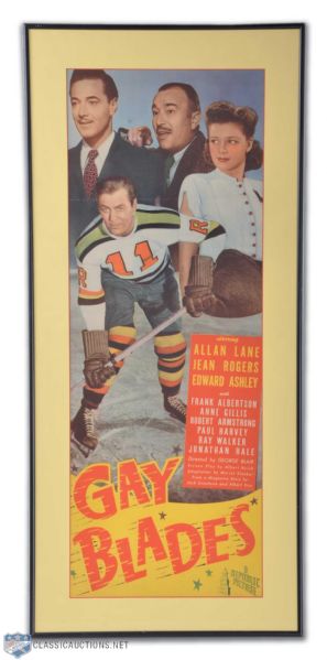 1946 Gay Blades Framed Original Hockey Movie Poster (18 x 39")
