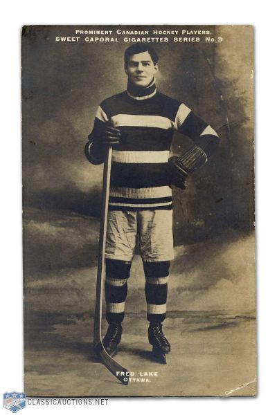 Rare 1910-11 Sweet Caporal Postcard #9 - Ottawa Senators Fred Lake