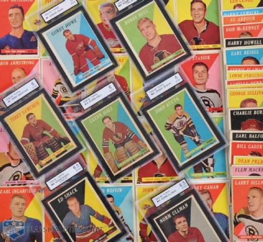 1958-59 Topps Near Set (62/66) with Graded Stars