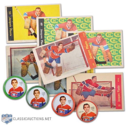 Jacques Plante Hockey Card & Shirriff Coin Collection of 11