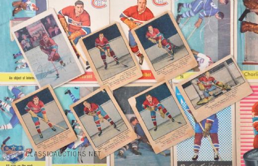 Montreal Canadiens Card Collection of 17 Including Maurice Richard RC