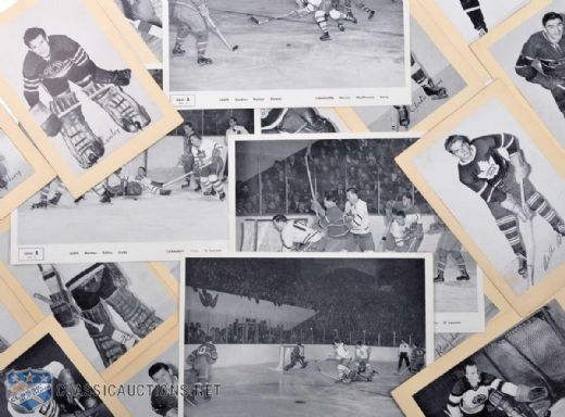 1940s & 1950s Quaker Oats & Bee Hive Picture Collection of 143, Including 5 Canadiens vs. Maple Leafs Action Scenes