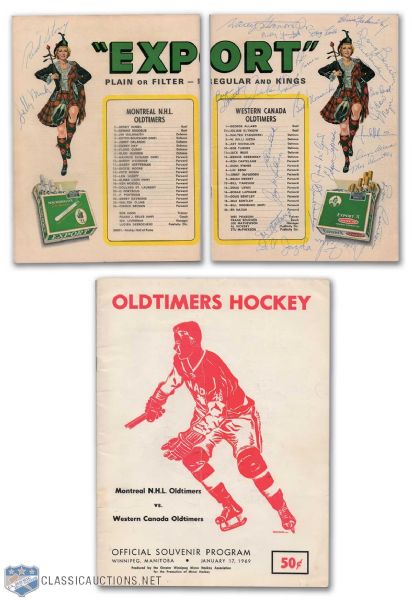 Vintage 1969 Oldtimers Game Program Signed by 26, Featuring Deceased HOFers Bill Mosienko, Frank Boucher, Max & Doug Bentley and Red Storey