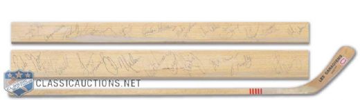 1983-84 Montreal Canadiens Team Stick Signed by 28