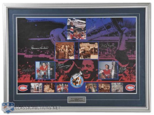 Montreal Canadiens Autographed Framed Display with Maurice Richard and Patrick Roy!