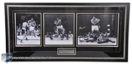 Muhammad Ali Signed Triple Photo Display From WGA! RARE!