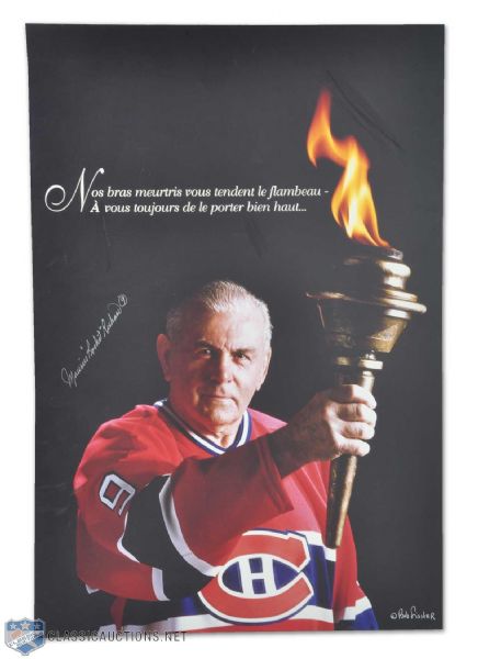 Maurice Richard Autographed "The Torch" Photo Display from the Montreal Forum