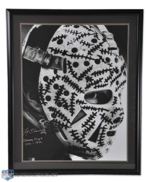 Gerry Cheevers Autographed Boston Mask 30x40 Photo Ltd 1/1 Framed Photograph
