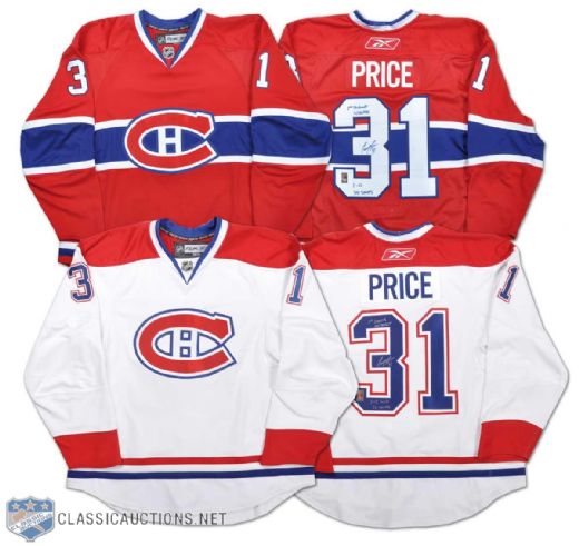 Carey Price Montreal Canadiens 1st Game Dated & 1st Shutout Dated Signed Jerseys