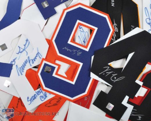 Collection of 148 Autographed Jersey Numbers with Wayne Gretzky Oilers