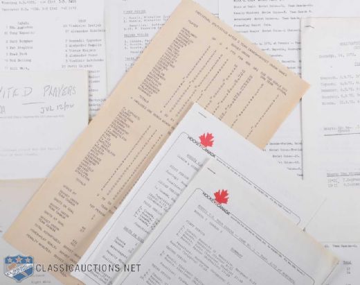 1972 Canada-Russia Summit Series Statistics Sheets Collection