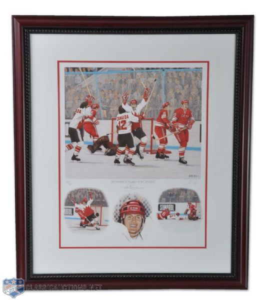 1972 Canada-Russia Series "Henderson Scores for Canada" Framed Signed Lithograph