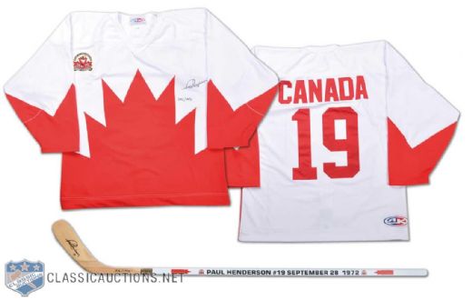 Paul Henderson Signed Limited Edition Team Canada Stick and Jersey
