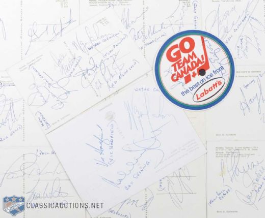 1972 Canada-Russia Series Collection of 12 Postcards Signed by 35 Team Canada Players & Staff