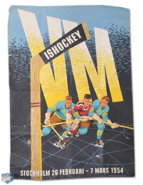 Rare 1954 World Hockey Championships Poster & Program