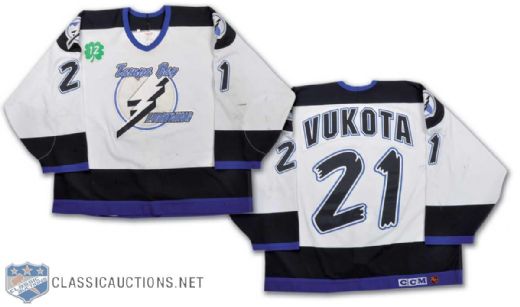 1997-98 Mick Vukota Tampa Bay Lightning Game-Worn Jersey with Cullen Patch