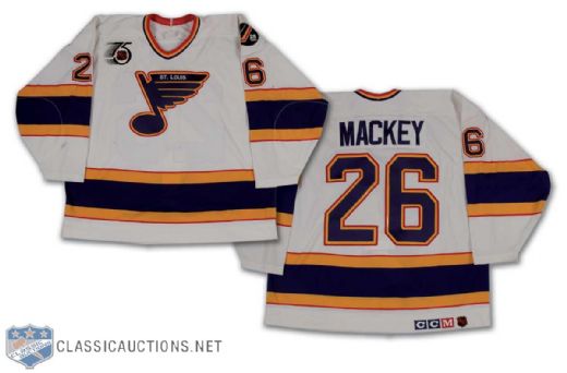 Dave Mackey 1991-92 St. Louis Blues Game-Worn Home Jersey