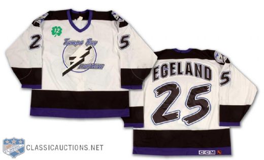 Allan Egeland 1997-98 Tampa Bay Lightning Game-Worn Home Jersey with Cullen Patch