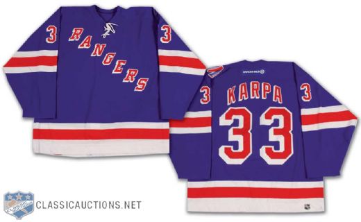 David Karpa 2001-02 New York Rangers Game-Worn Jersey